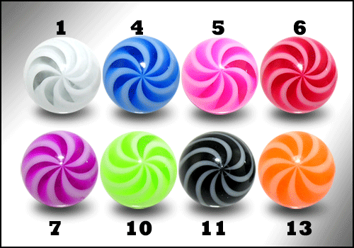 Piercing Acryl Kugel Spirale 8 Farben Verschluss 1.6mm Schraubkugel