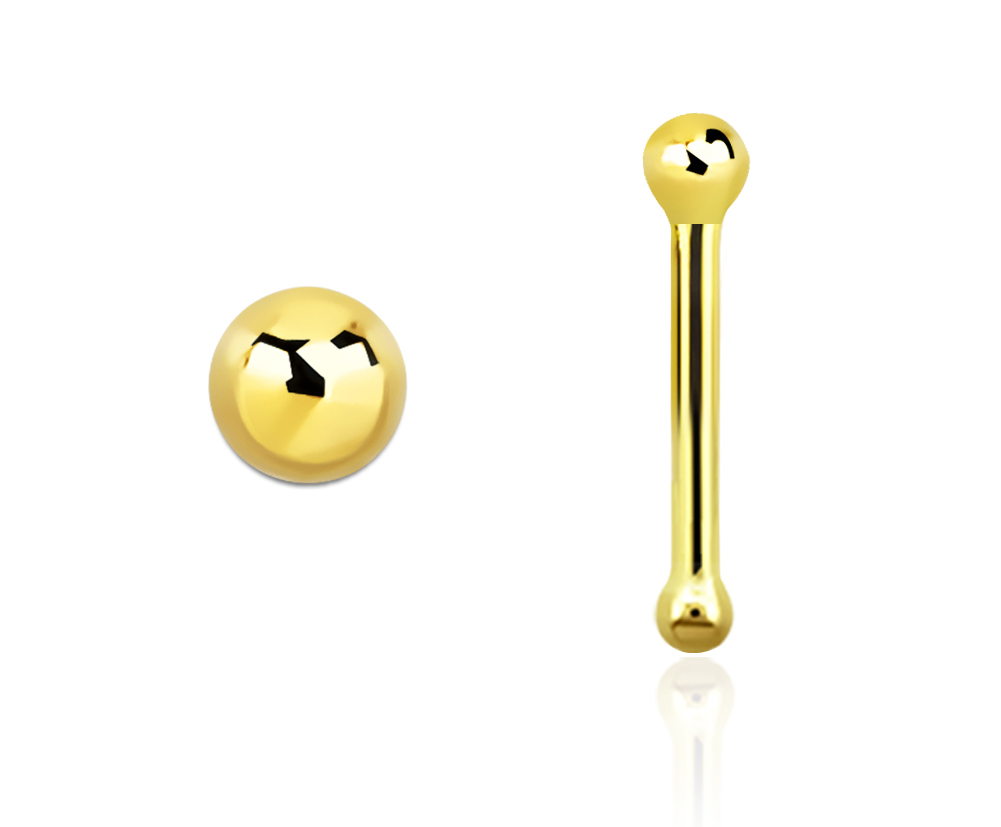 14karat Echtgold Gelbgold Nasenstecker Pin 1.5mm-Ball mit Geschenkbox
