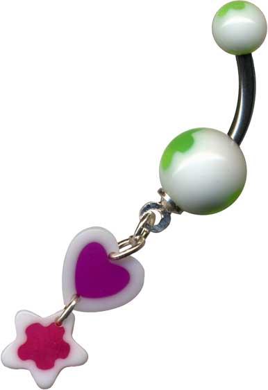 p3070_3 Bauchnabelpiercing Banane Acryl Anhänger Stahl