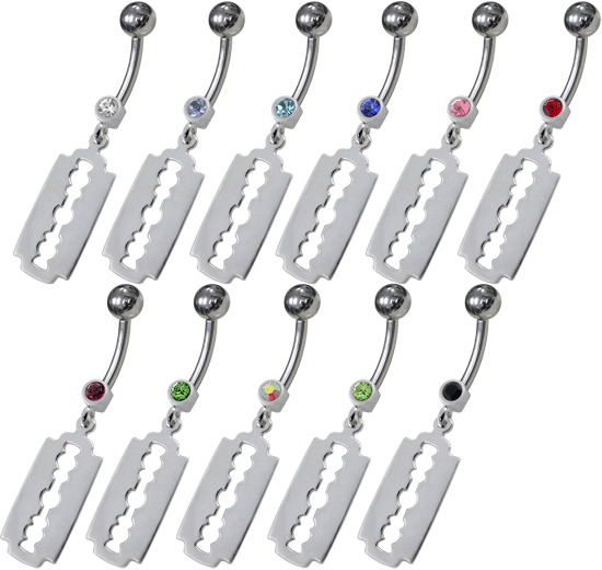 Bauchnabelpiercing Rasierklinge Titan Banane