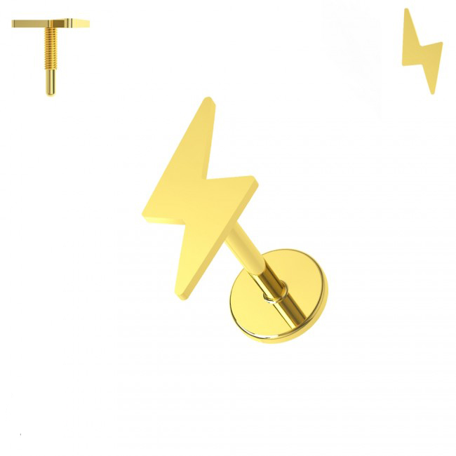 🦚 Piercing Labret Stecker 14karat Gold Gelbgold Innengewinde Blitz mit Geschenkbox 🦚 Piercing Labret Stecker 14karat Gold Gelbgold Innengewinde Blitz mit Geschenkbox