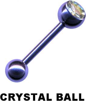 19015 Piercing Barbell Lila mit Kristall Kugel Chirurgenstahl 1,2 / 1,6mm
