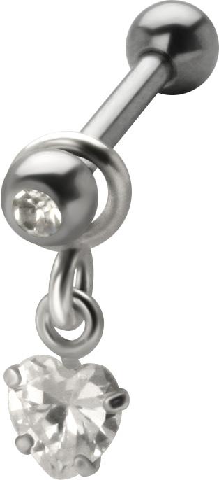 Helix Tragus Kristallherz Anhänger Barbell Stahl Ohr Piercing