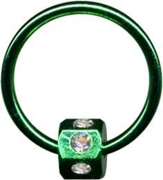 17039 BCR Piercing Ring Grün Sechseck Mutter Kristalle Klemmring Stahl