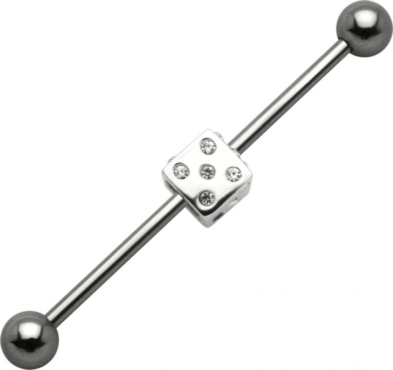 Industrial Piercing Würfel Kristalle Stahl Barbell Hantel Ohr Schmuck