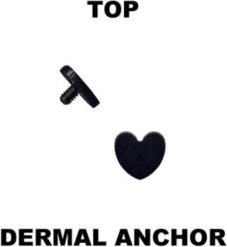 16112 Microdermal Dermal Anchor Aufsatz Herz schwarz