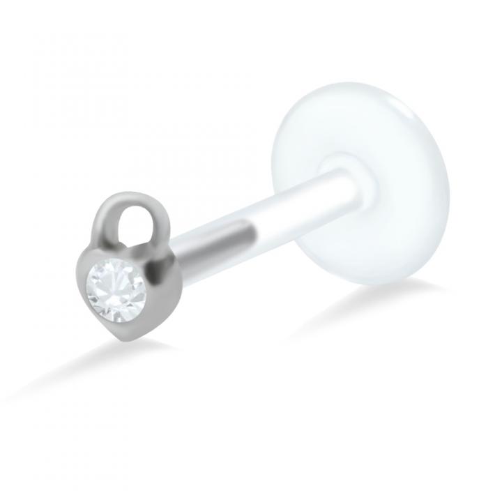 PTFE Tragus Labret Herzschloss II silber schwarz goldfarbig roségoldfarbig