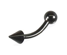 2160_5 Piercing Banane Kugel und Spitze Stahl schwarz 1,2 + 1,6 mm