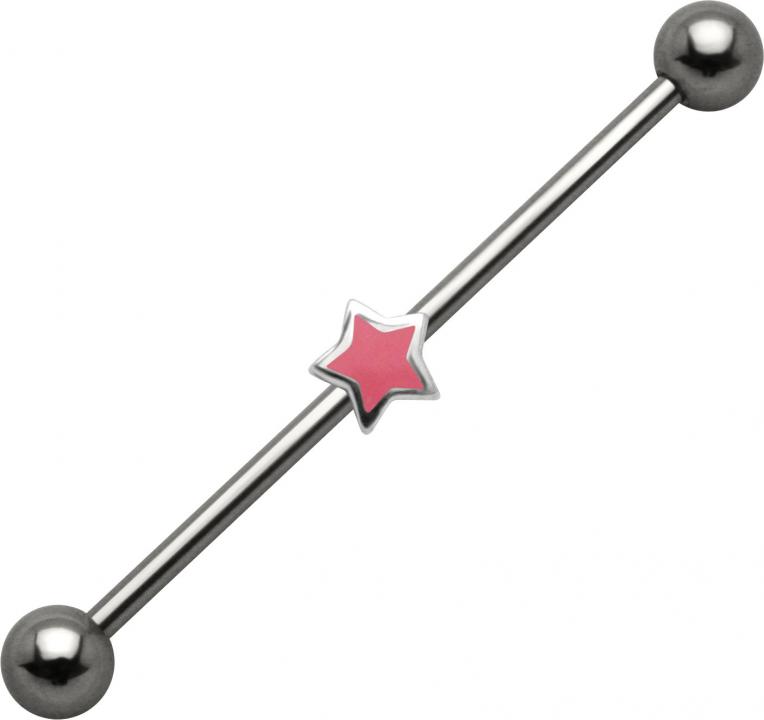 Industrial Piercing Pinker Stern Stahl Barbell Ohr Schmuck