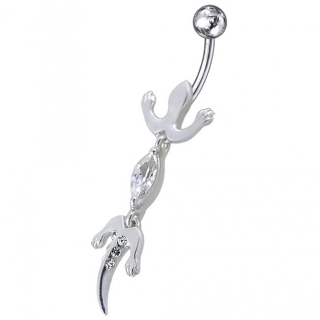 Bauchnabelpiercing Chirurgenstahl 925er Silber-Motiv Gecko