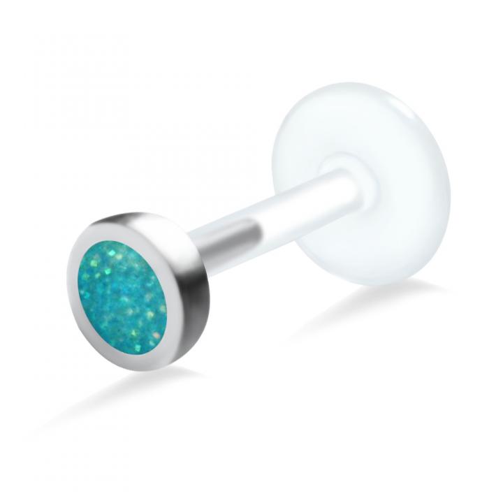 PTFE Tragus Labret Glitzerkristall (Kristallfarbe wählbar)