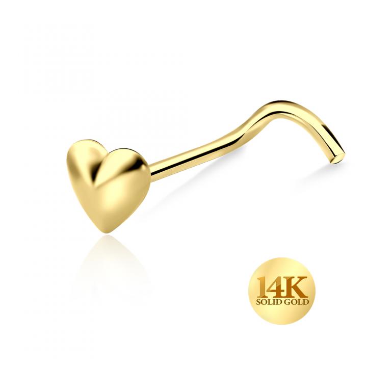 🦚 14karat Gold Nasenstecker Spirale Nasenpiercing Gelbgold Herz mit Geschenkbox 🦚 14karat Gold Nasenstecker Spirale Nasenpiercing Gelbgold Herz mit Geschenkbox