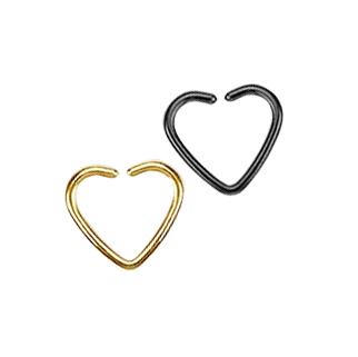 14525 Nasenring Herz Nasenpiercing Schwarz Gold Chirurgenstahl