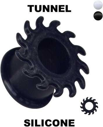 32159 Flesh Tunnel Silikon Sägeblatt Schwarz Weiß Ohrpiercing
