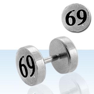 Fake Plug 69 Motiv Ohr Piercing Stahl Ohrstecker