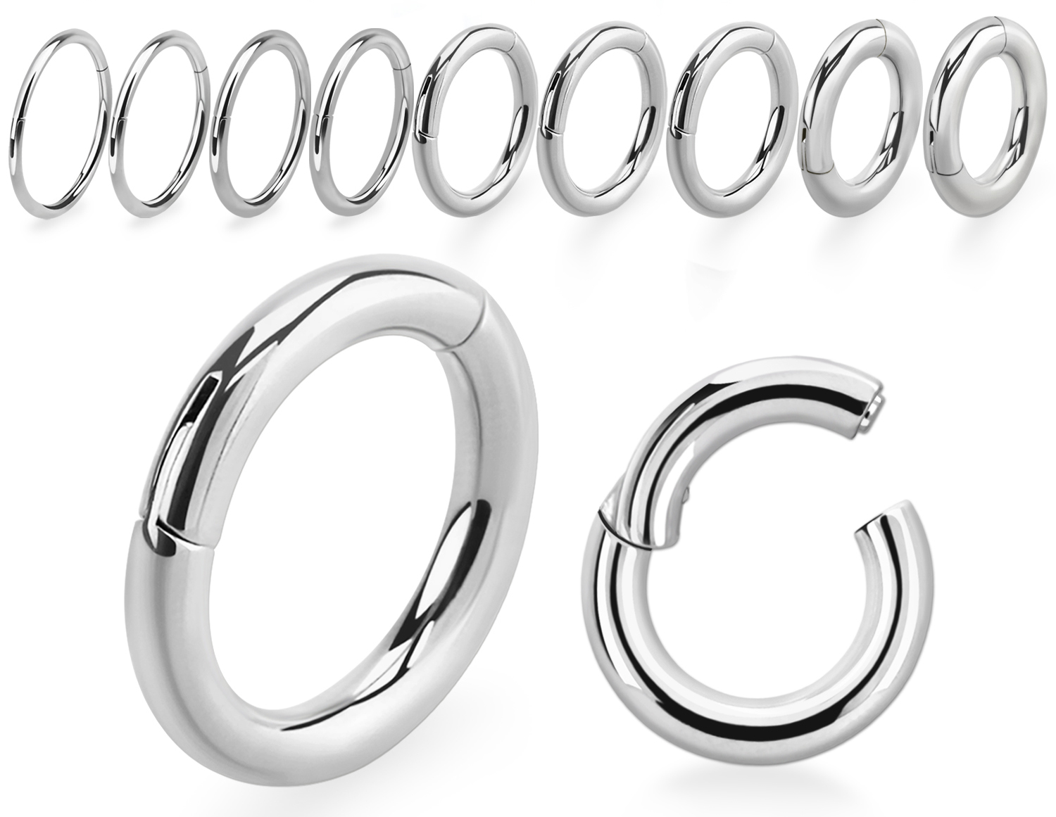 Segmentring Clicker mit Scharnier Titan G23 2mm bis 5mm Stärke Segmentring Clicker mit Scharnier Titan G23 2mm bis 5mm Stärke