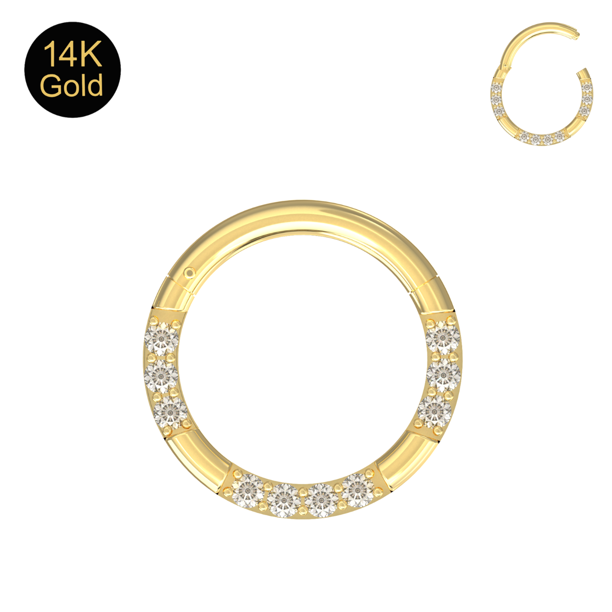 Segmentring Clicker 14karat Gold Gelbgold mit Kristallen  1.2mm Stabstärke mit Geschenkbox Segmentring Clicker 14karat Gold Gelbgold mit Kristallen  1.2mm Stabstärke mit Geschenkbox