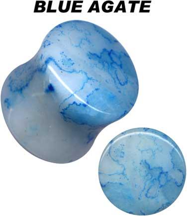 35007 Ohr Piercing Plug aus Achat Blau Naturstein