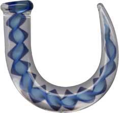 p3861_3 Piercing Dehnungssichel aus Glas transparent/blau Expander Claw