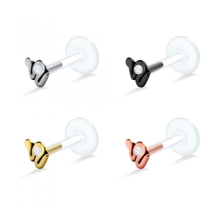 PTFE Tragus Labret Schlange silber schwarz goldfarbig roségoldfarbig