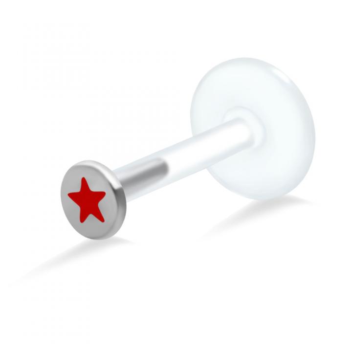 PTFE Tragus Labret mit farbigem Stern (Farbe wählbar)