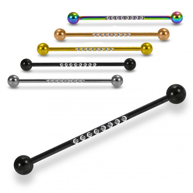 Industrial Piercing acht Kristalle silberfarbig goldfarbig roségoldfarbig schwarz regenbogenfarbig