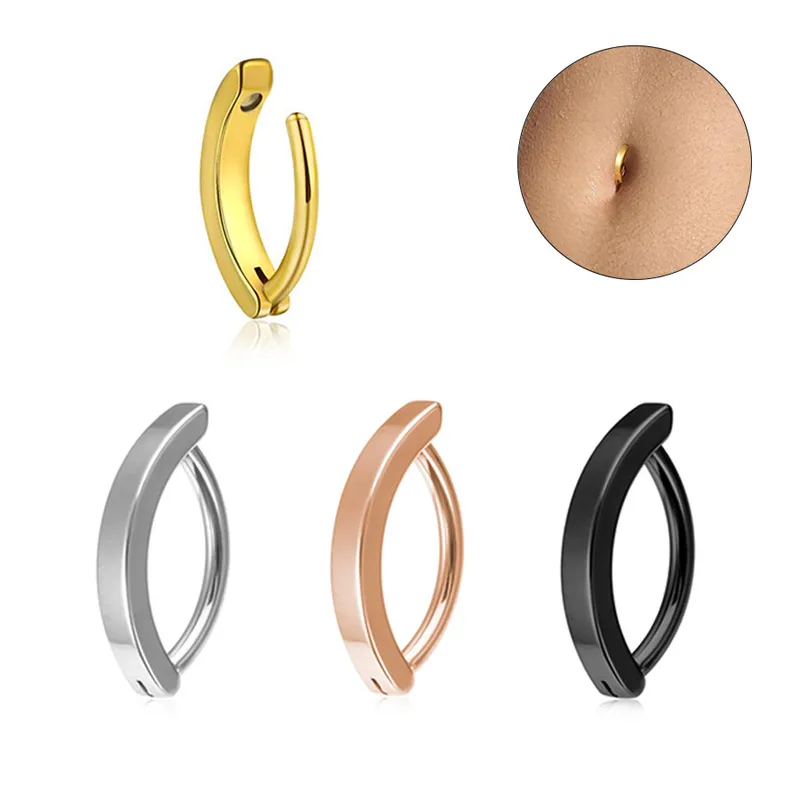 Bauchnabelpiercing Clicker Titan G23 Schild silber goldfarbig roségoldfarbig schwarz