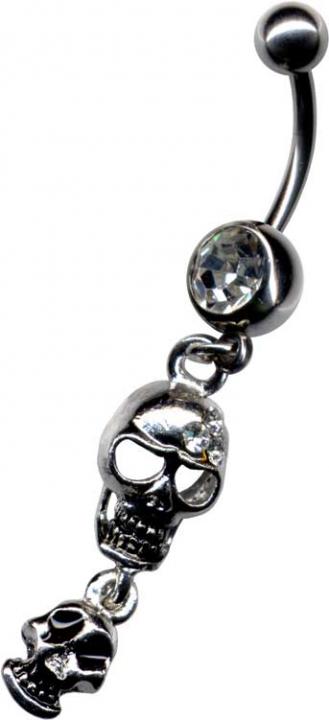 p1297_4 RAUS-DAMIT-PREIS mit Totenkopf kristallklar Stahl Schmuck