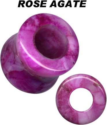 35026 Double Flared Flesh Tunnel Lila Achat Stein Ohrpiercing