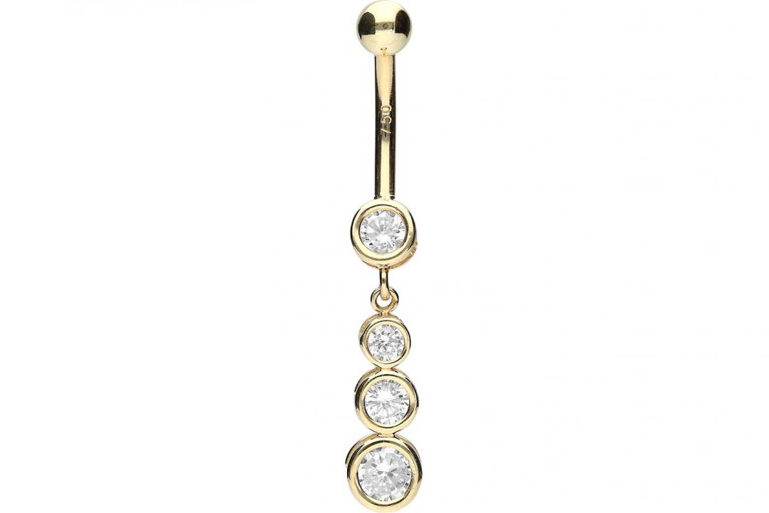 🦚 Bauchnabelpiercing 18karat Gold Kristallkette Gelbgold 🦚 Bauchnabelpiercing 18karat Gold Kristallkette Gelbgold