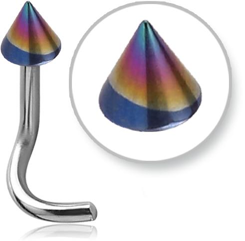 NOAC Nasenpiercing Spirale farbige Spitze 6 Farben Stahl Nasenstecker
