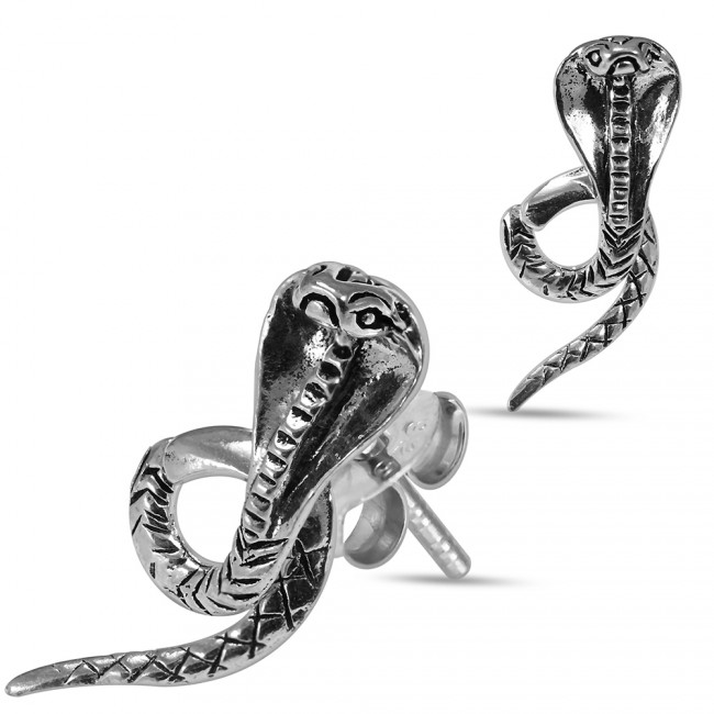 Ohrstecker aus Silber mit Motiv Kobra