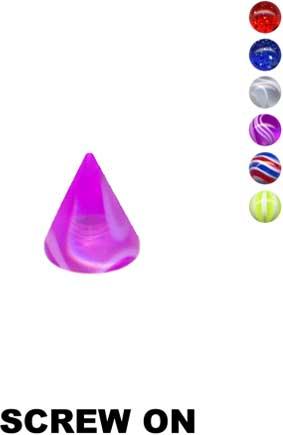 32003 Acryl Piercing Spitze 6 Farben/Motive Verschluss 1.2/1.6mm