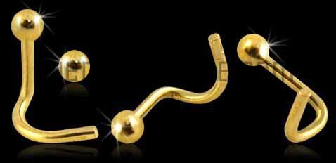 Nasenpiercing Spirale 2mm-Kugel 14k Echtgold Nasenstecker mit Geschenkbox