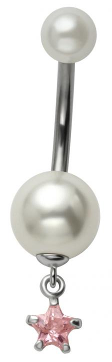 Bauchnabelpiercing Perle mit Kristall Stern Anhänger Stahl Banane