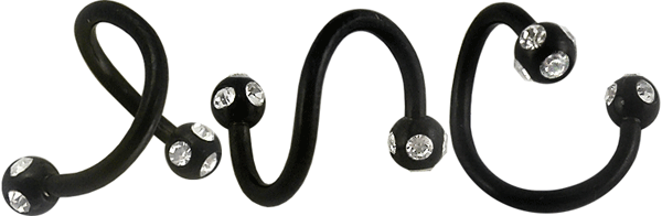 Piercing Spirale schwarz Multi Kristall Kugeln 1,2/1,6mm Stahl Twister