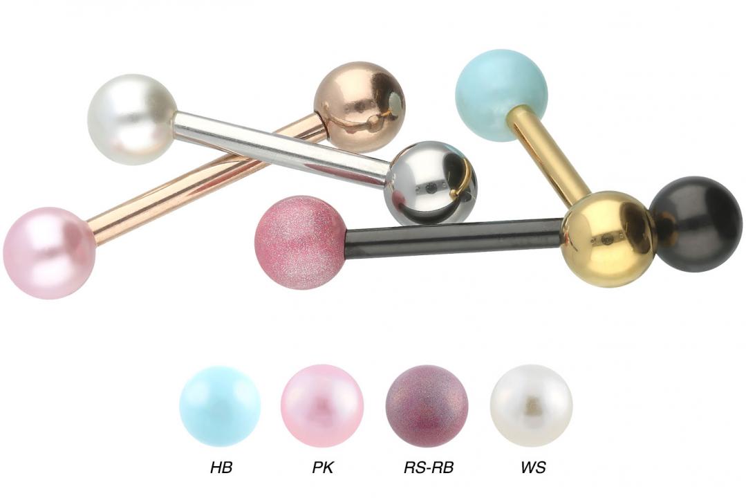 Piercing Barbell Chirurgenstahl mit einer synthetischen Perle silberfarbig schwarz goldfarbig roségo