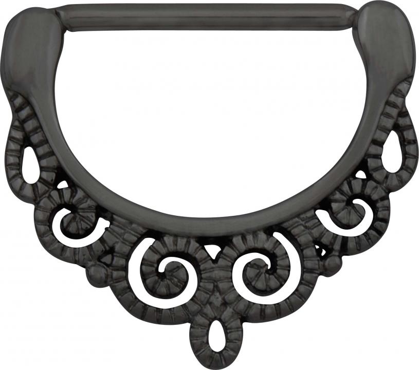 Brustwarzenpiercing Nippelpiercing Clicker schwarz Ornament