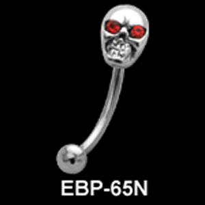ebp65n Augenbrauenpiercing mit Totenkopf Motiv Stahl Banane 1,2 x 8 mm