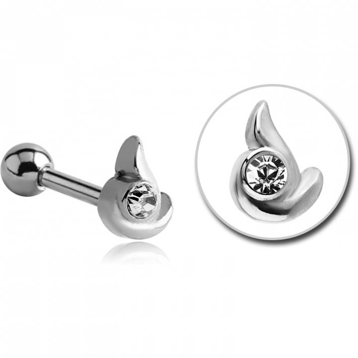 Stahl Piercing Motiv Kristallblume nur Aufsatz oder mit Barbell oder Labret (wählbar)