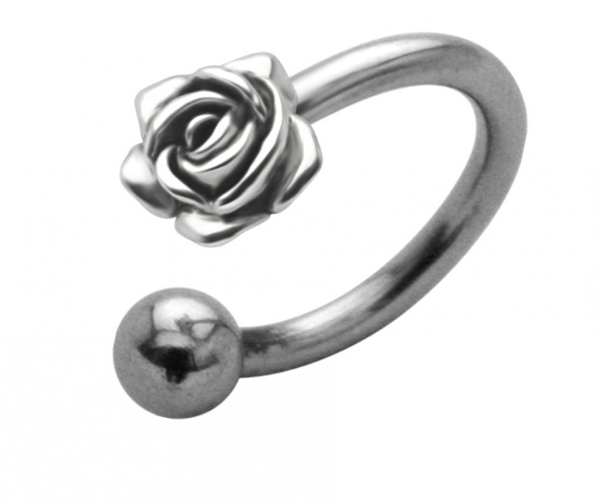 Circular Hufeisen Piercing Rose und Kugel Stahl 1,2mm