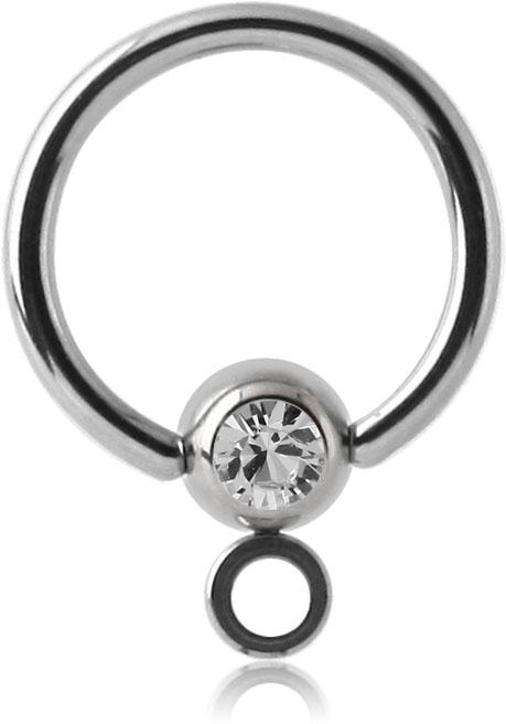 BCR Piercing Ring 4mm-Kristallkugel mit Öse für Anhänger Klemmring
