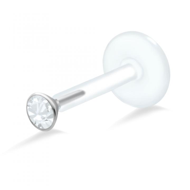 PTFE Tragus Labret 2.5mm-Kristall silber schwarz goldfarbig roségoldfarbig