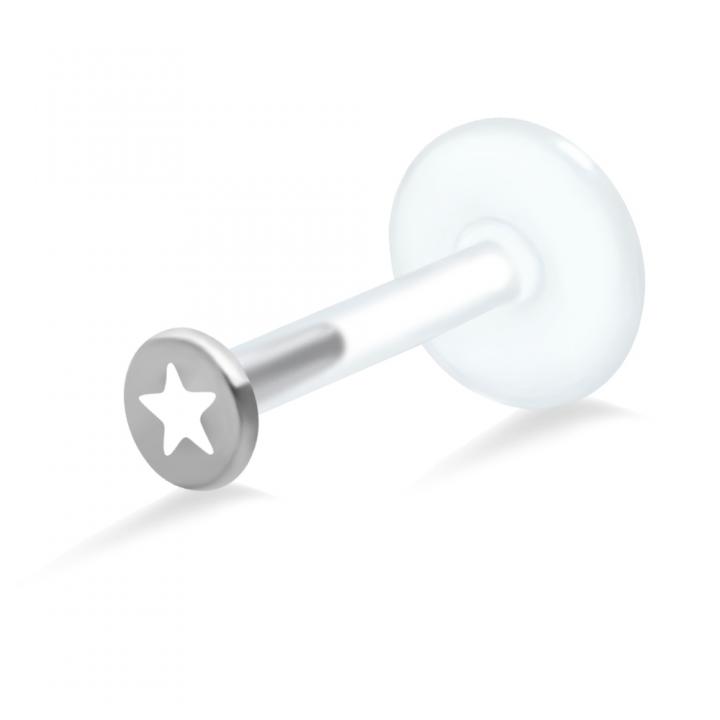 PTFE Tragus Labret mit farbigem Stern (Farbe wählbar)