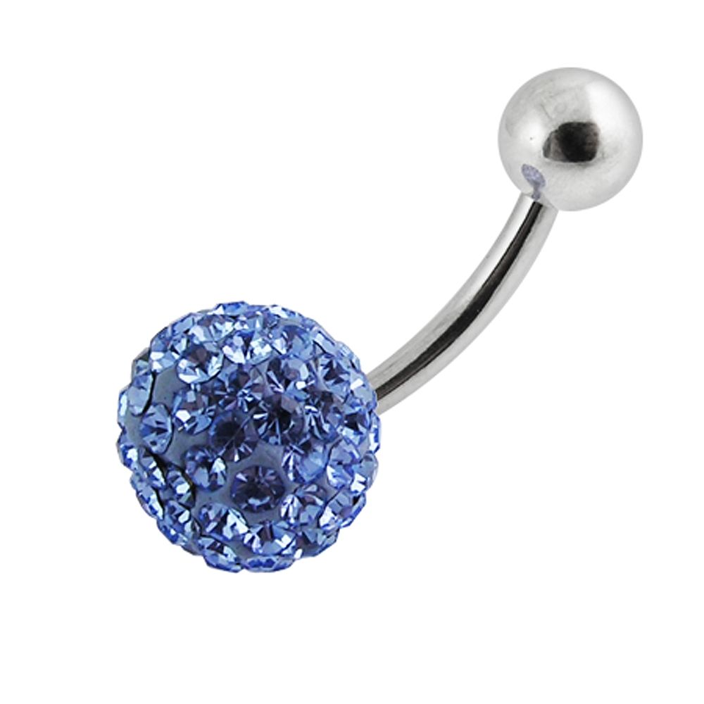 Bauchnabelpiercing Multi Kristall Kugel Hellblau Stahl Banane