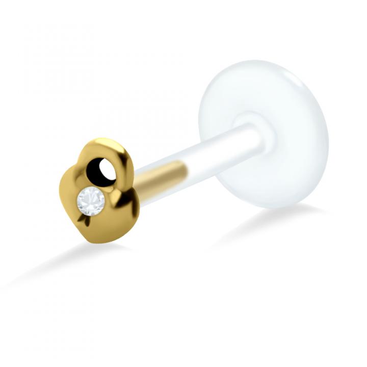 PTFE Tragus Labret Herzschloss silber schwarz goldfarbig roségoldfarbig