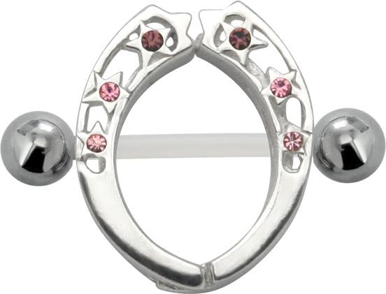 Brustwarzenpiercing Schild rosa mit PTFE-Barbell Nippel Piercing Hantel