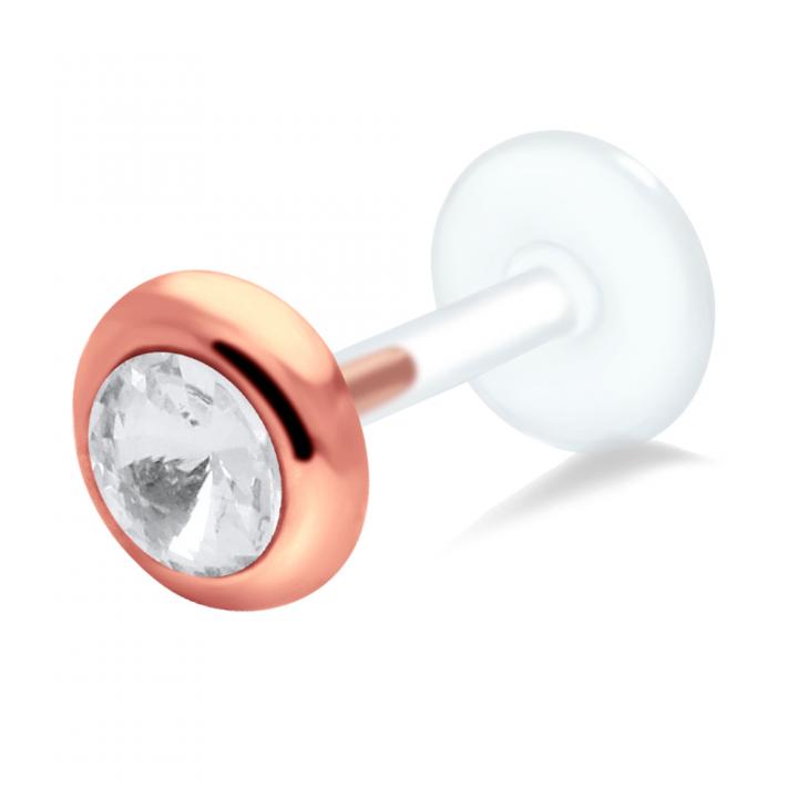 PTFE Tragus Labret Kristalldesign silber schwarz goldfarbig roségoldfarbig