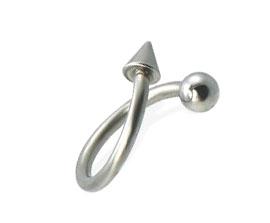 Piercing Spirale mit Kugel und Spitze in 1.2 / 1.6 mm Stahl Twister