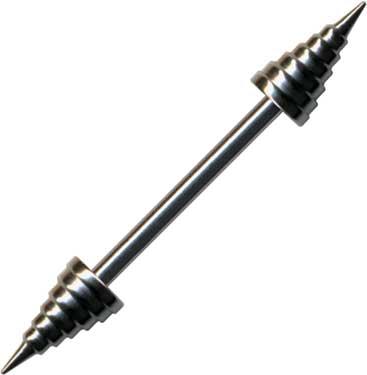 Piercing-Stab Titan Barbell Schwarz 1,2 mm mit Spitzen6-16 mm 